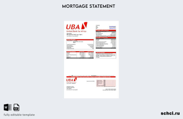 цифровая загрузка Нигерии United Bank for Africa, выписка по ипотечному кредиту,